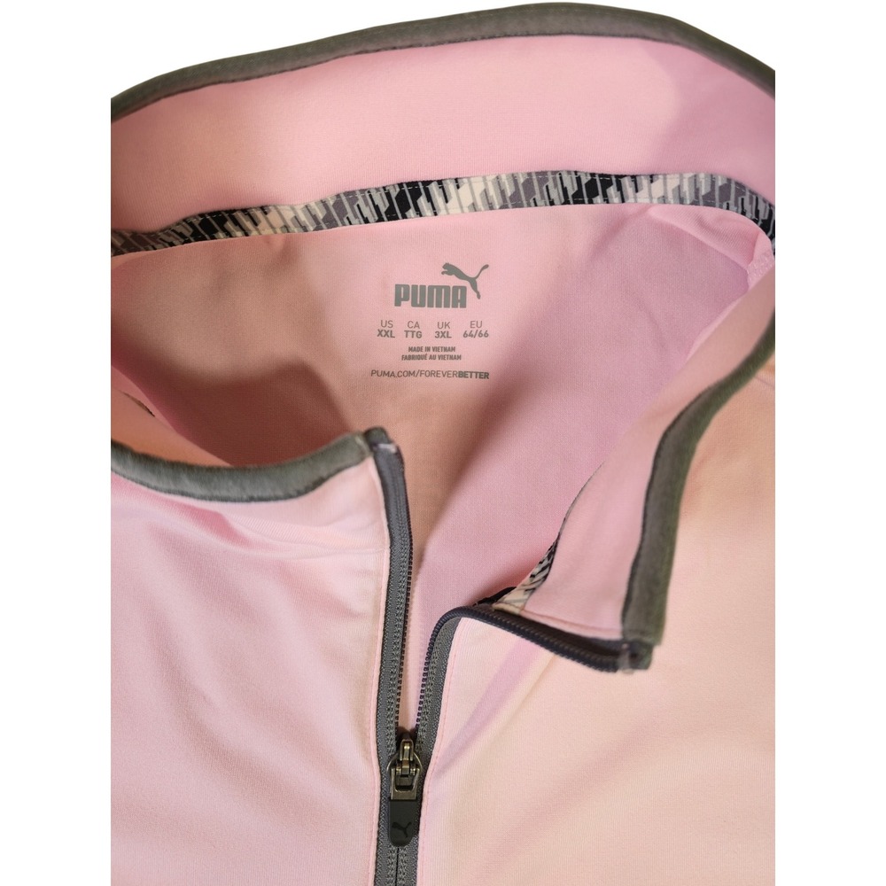 Puma Golf Mens XXL Pink Grey Quarter Zip Pullover Long Sleeve Performance Shirt - Picture 3 of 7